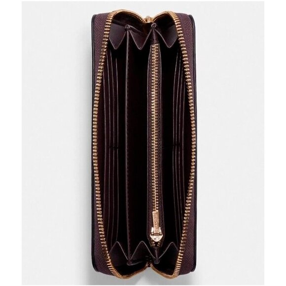 S Coach Long Zip-Around Wallet Red Leopard Wristlet Cheetah C6428 Leopardo - Picture 5 of 10